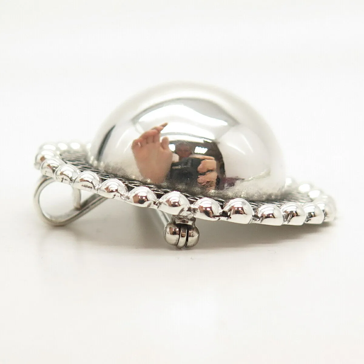 925 Sterling Silver Vintage Mexico Eternal Curve / Beaded Pin Brooch / Pendant