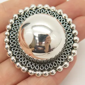925 Sterling Silver Vintage Mexico Eternal Curve / Beaded Pin Brooch / Pendant