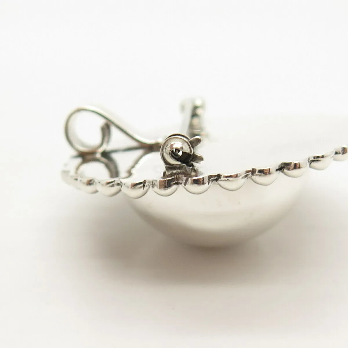 925 Sterling Silver Vintage Mexico Eternal Curve / Beaded Pin Brooch / Pendant