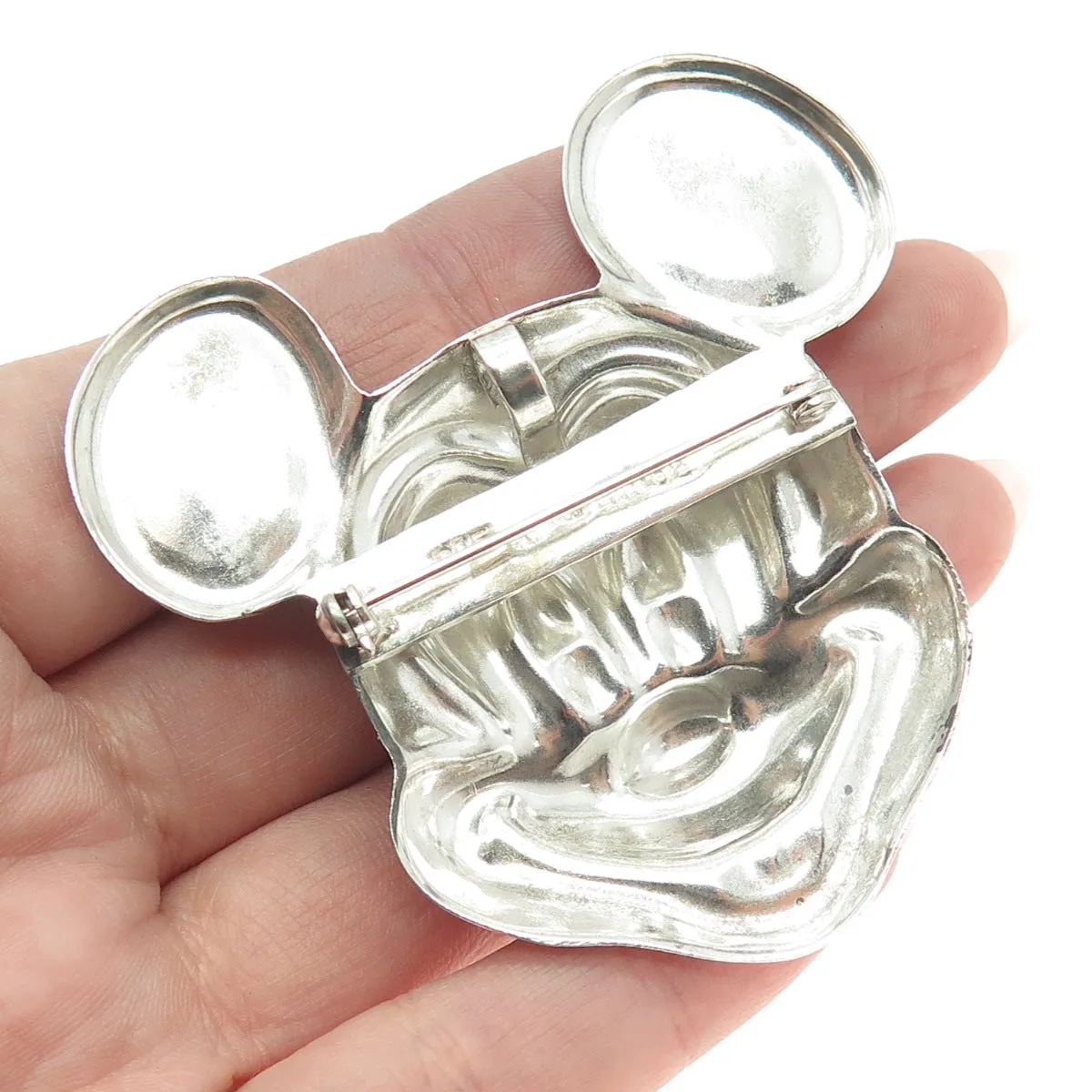 925 Sterling Silver Vintage Mexico Mickey Mouse Pin Brooch / Pendant