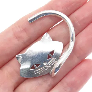 925 Sterling Silver Vintage Mexico Modernist Cat Pin Brooch
