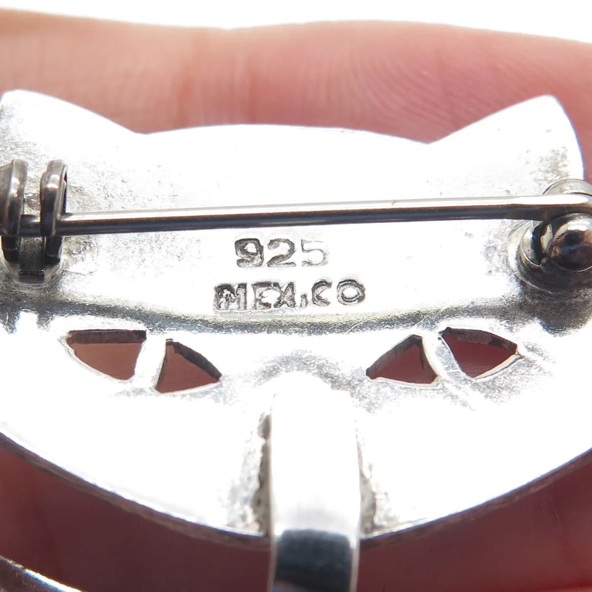 925 Sterling Silver Vintage Mexico Modernist Cat Pin Brooch