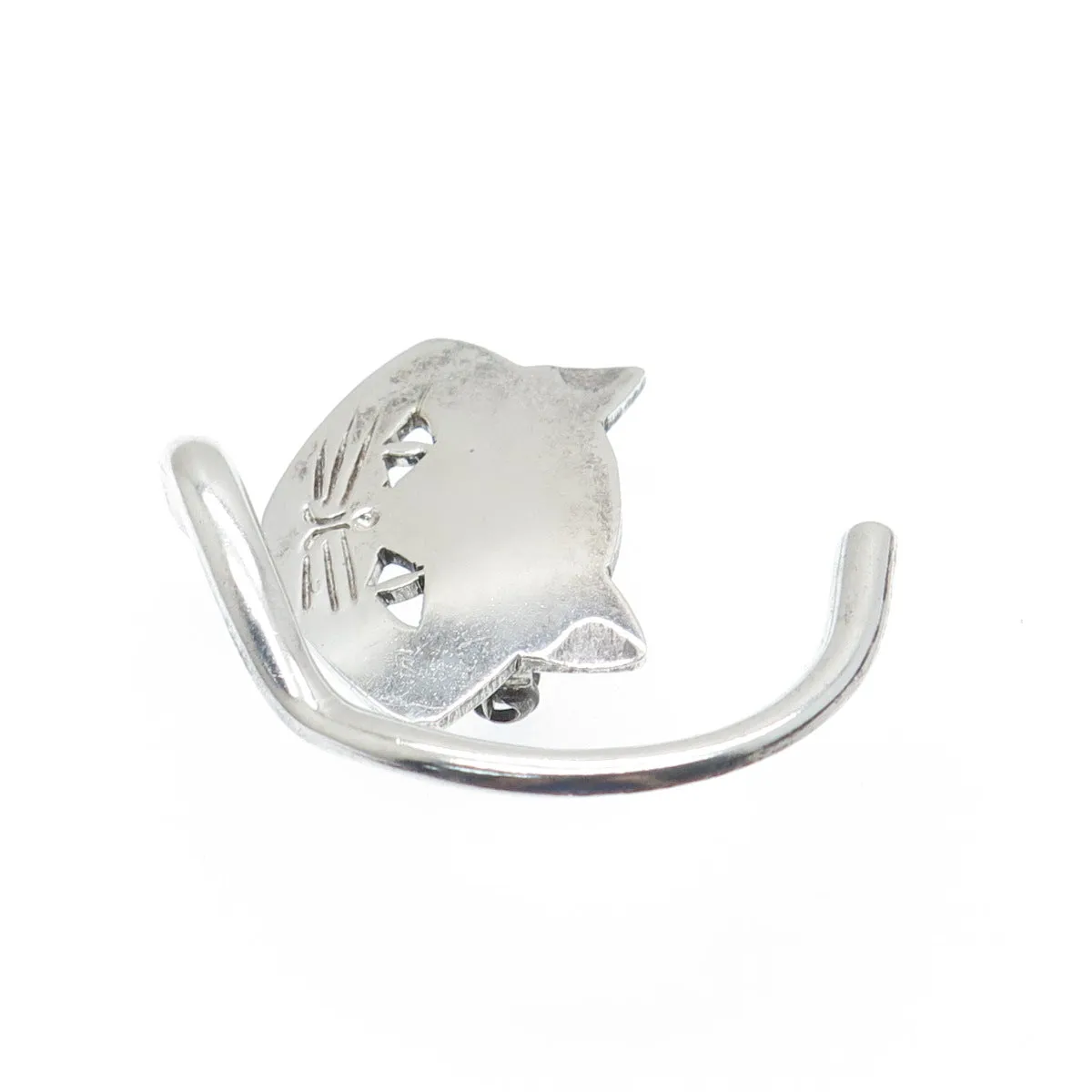 925 Sterling Silver Vintage Mexico Modernist Cat Pin Brooch