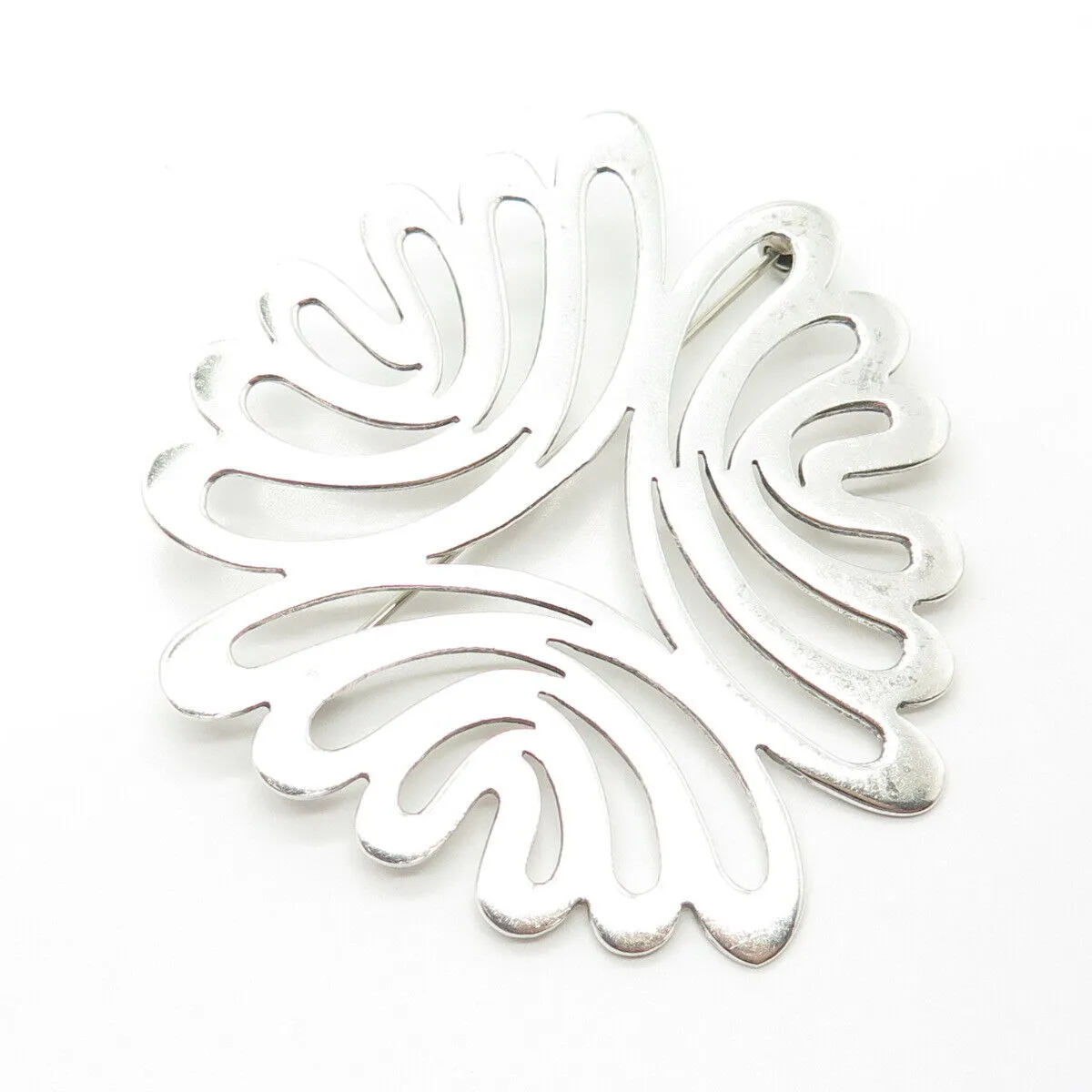 925 Sterling Silver Vintage Mexico Modernist Handmade Pin Brooch / SIGNED "SU"
