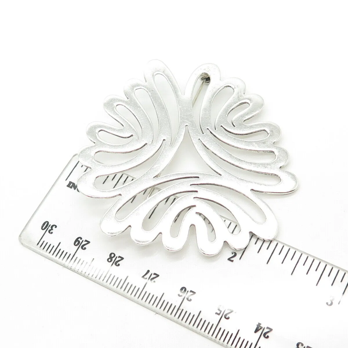 925 Sterling Silver Vintage Mexico Modernist Handmade Pin Brooch / SIGNED "SU"