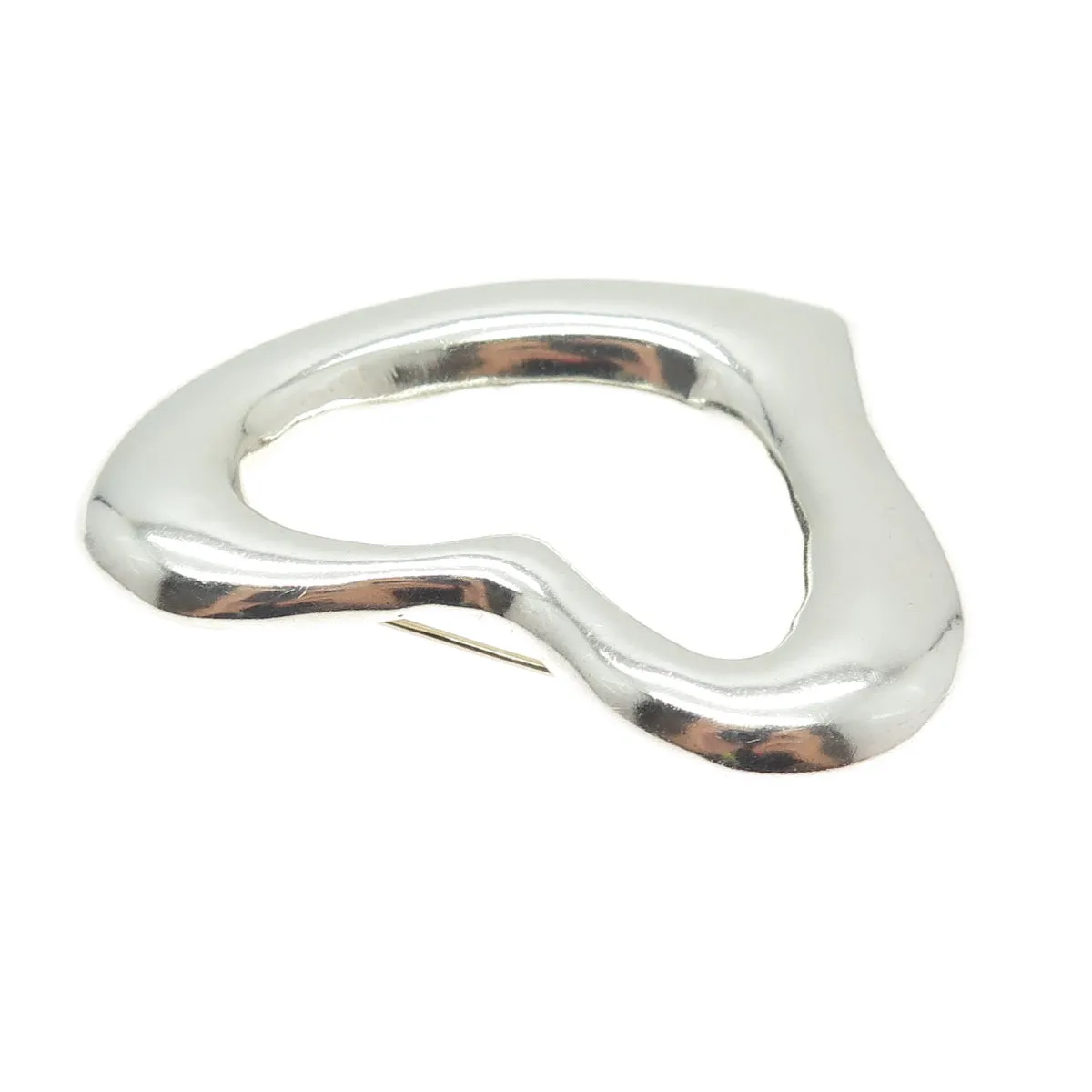 925 Sterling Silver Vintage Mexico Modernist Open Heart Pin Brooch