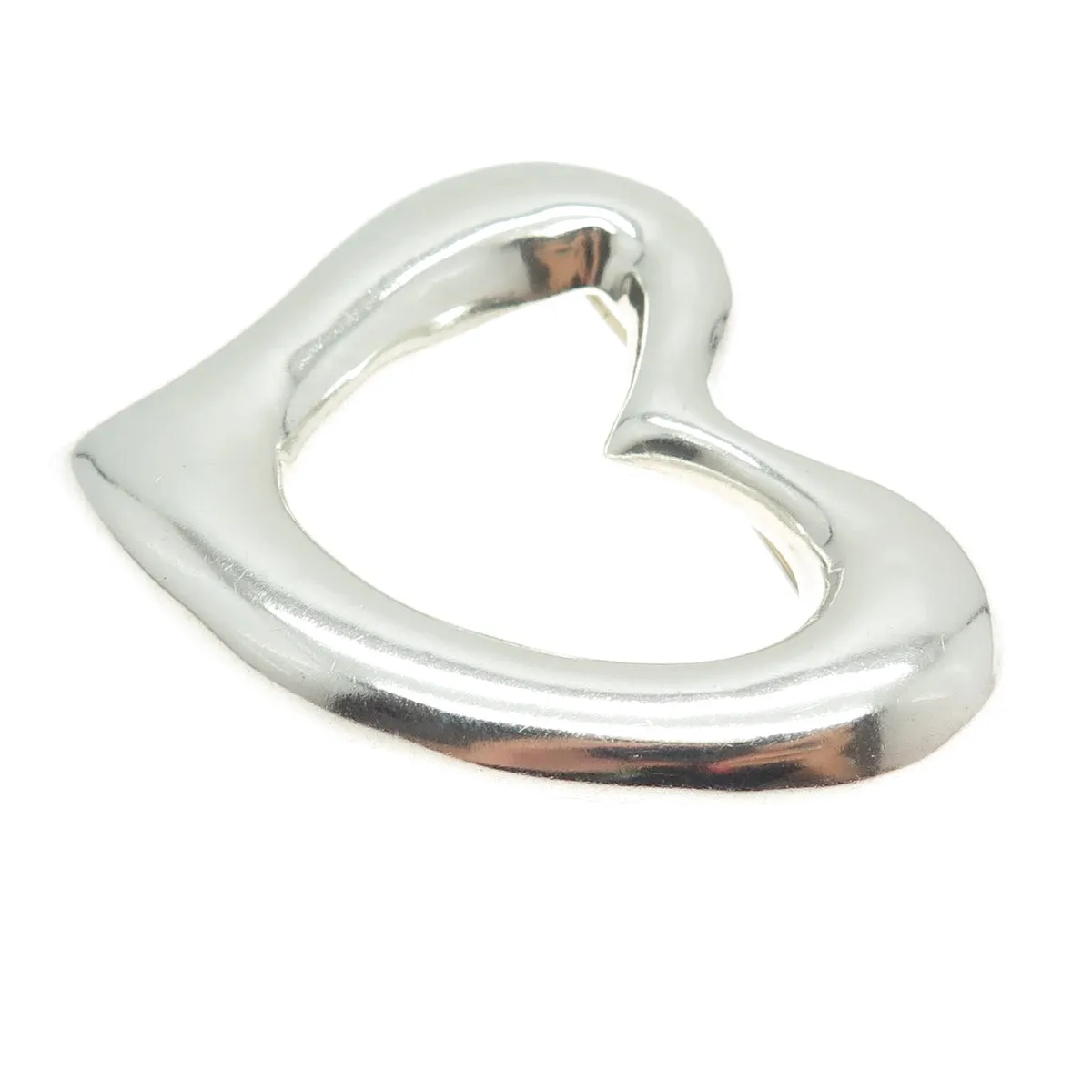 925 Sterling Silver Vintage Mexico Modernist Open Heart Pin Brooch