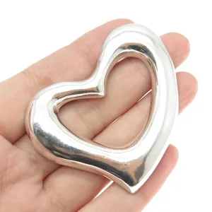 925 Sterling Silver Vintage Mexico Modernist Open Heart Pin Brooch