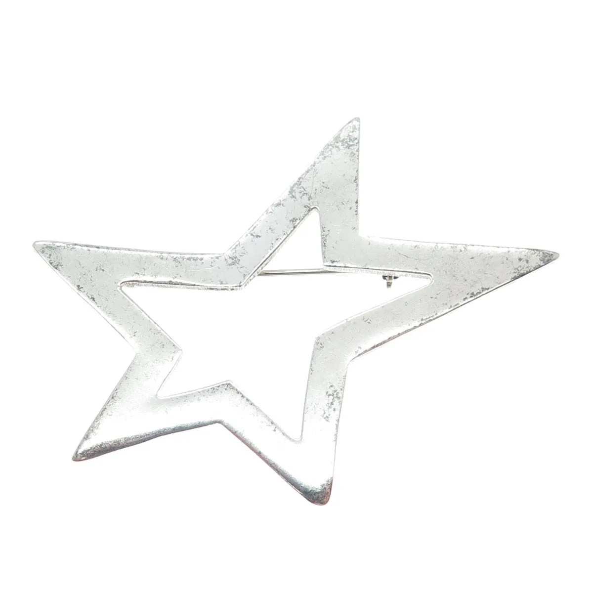 925 Sterling Silver Vintage Mexico Modernist Rockstar Oxidized Pin Brooch