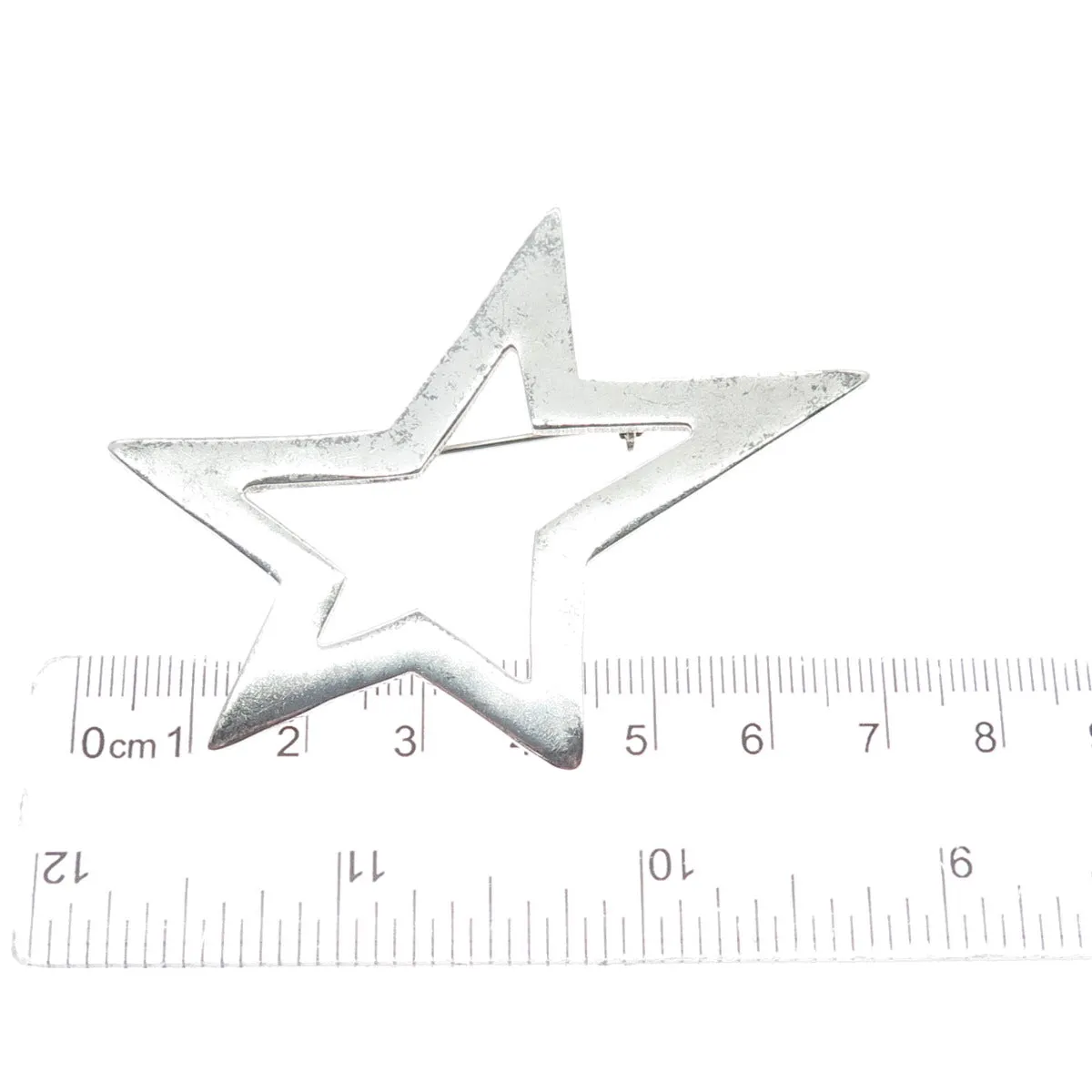 925 Sterling Silver Vintage Mexico Modernist Rockstar Oxidized Pin Brooch