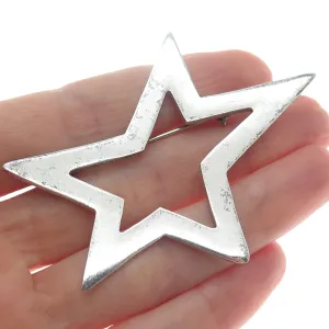 925 Sterling Silver Vintage Mexico Modernist Rockstar Oxidized Pin Brooch