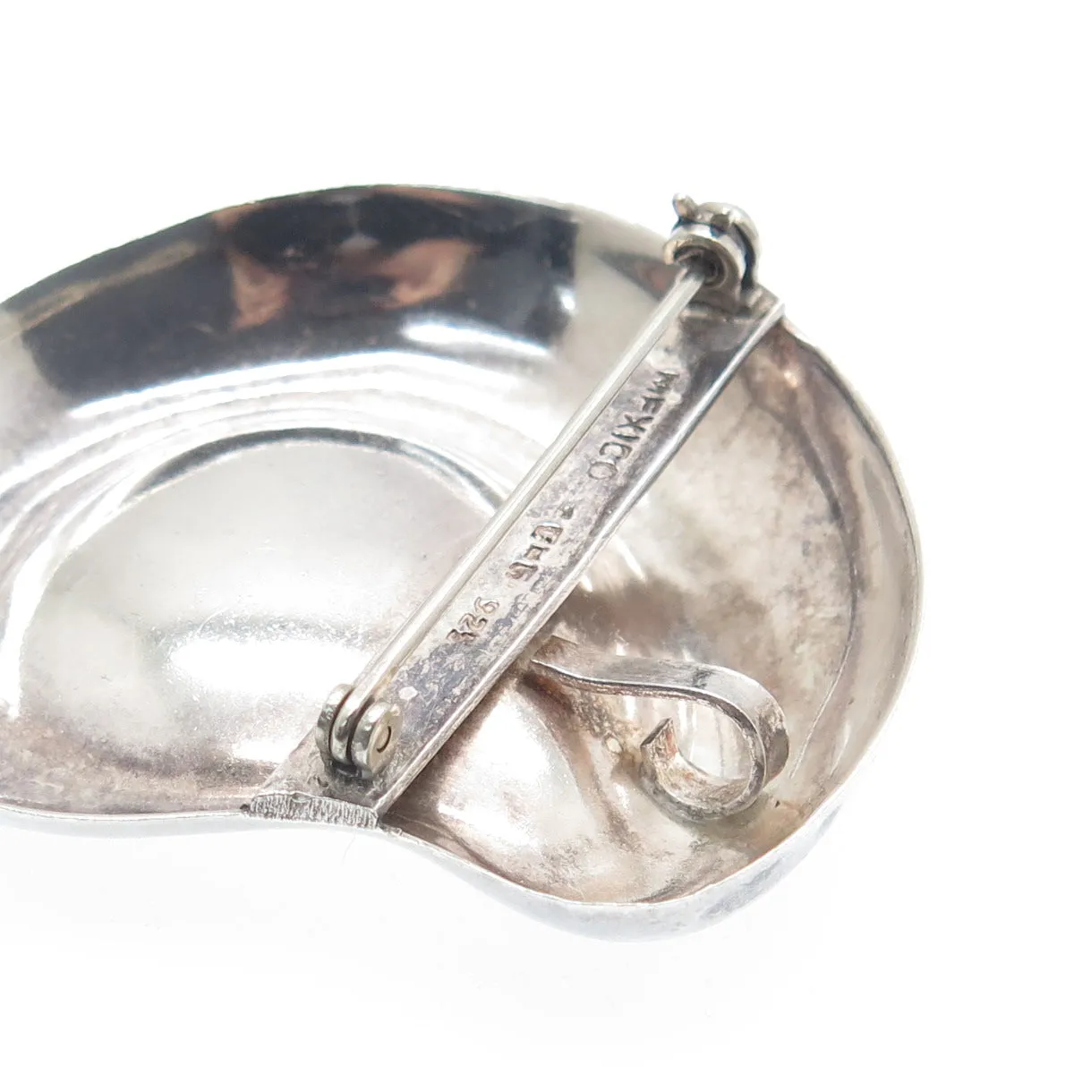 925 Sterling Silver Vintage Mexico Modernist Wave Pin Pendant