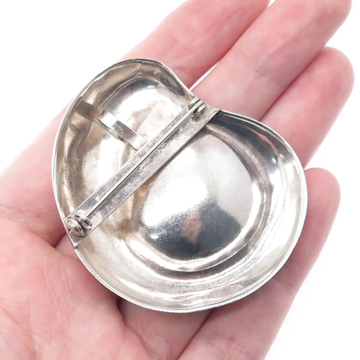 925 Sterling Silver Vintage Mexico Modernist Wave Pin Pendant