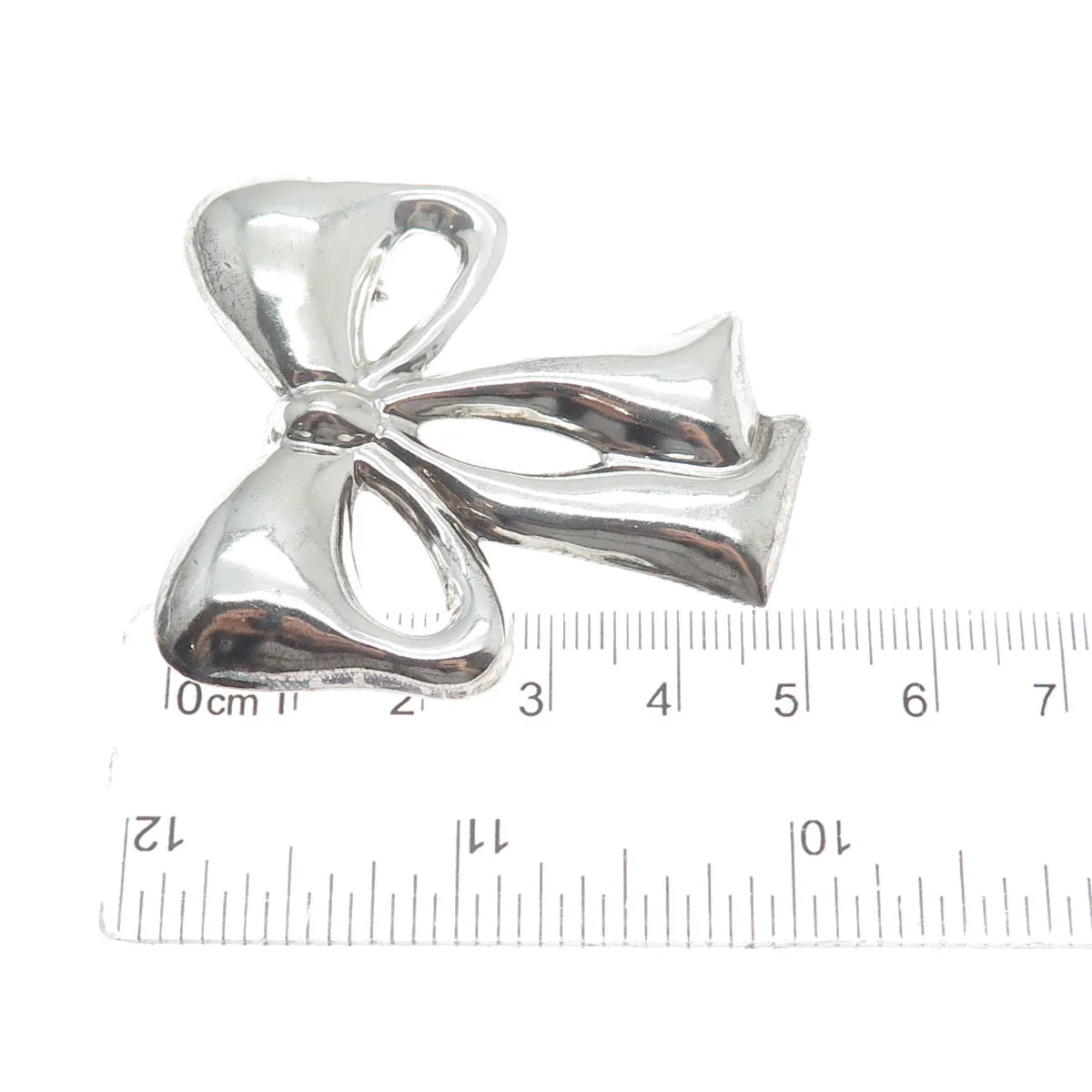925 Sterling Silver Vintage Mexico Ribbon Bow Pin Brooch / Pendant