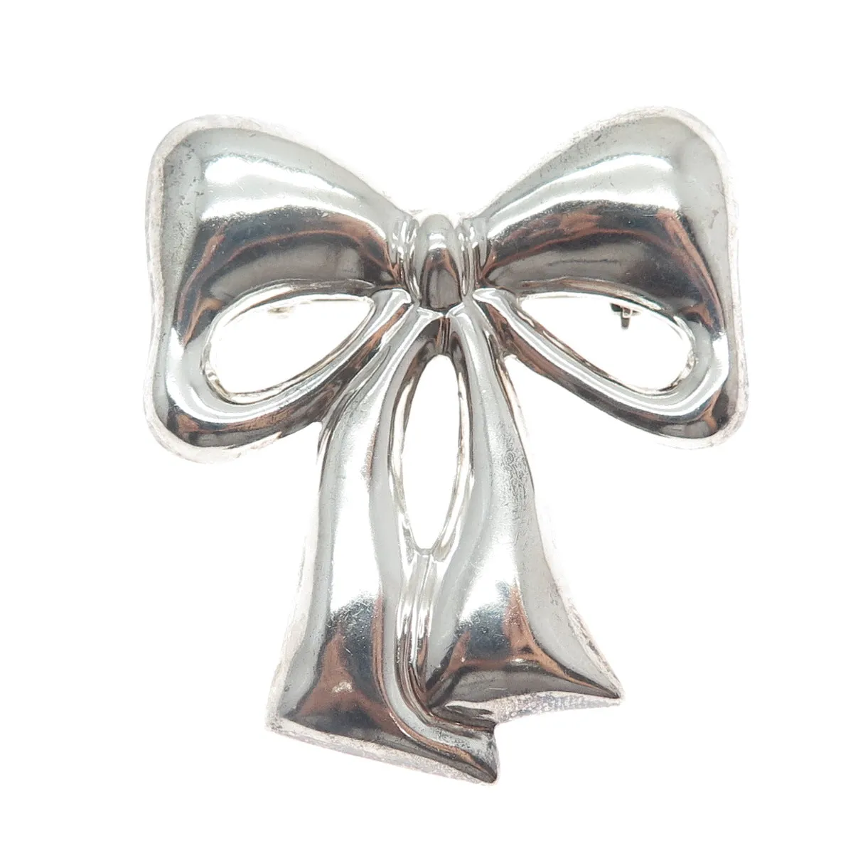 925 Sterling Silver Vintage Mexico Ribbon Bow Pin Brooch / Pendant