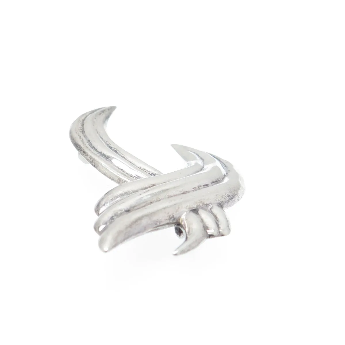 925 Sterling Silver Vintage Modernist Crisscross Oxidized Pin Brooch