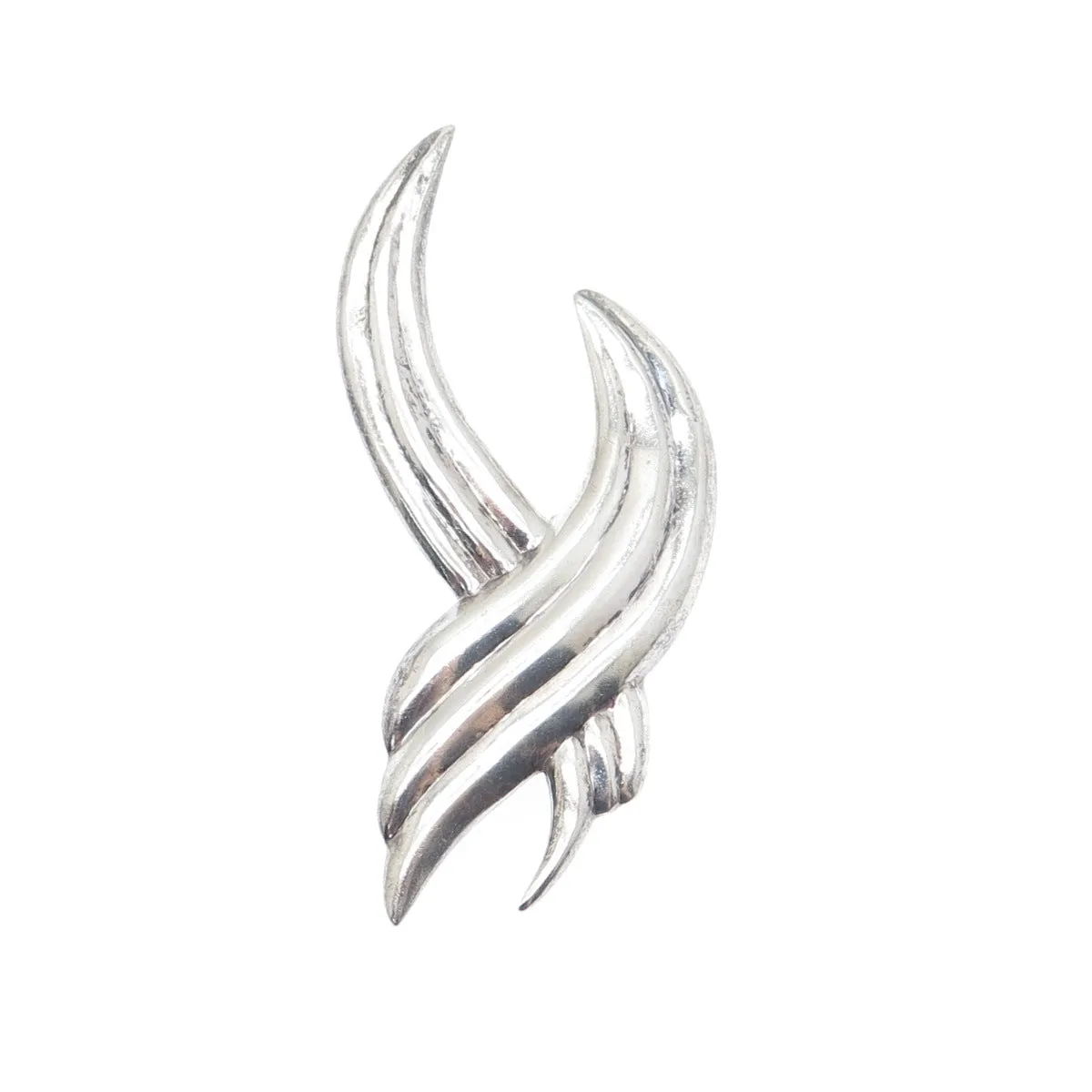 925 Sterling Silver Vintage Modernist Crisscross Oxidized Pin Brooch