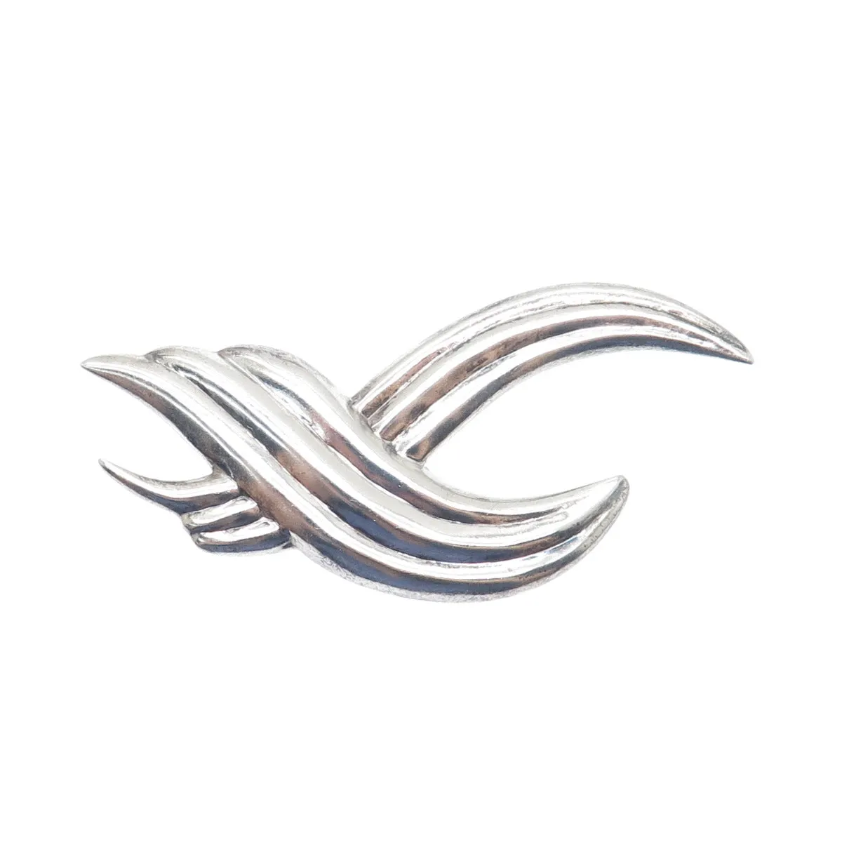 925 Sterling Silver Vintage Modernist Crisscross Oxidized Pin Brooch