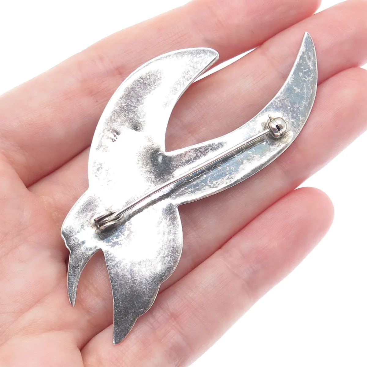 925 Sterling Silver Vintage Modernist Crisscross Oxidized Pin Brooch