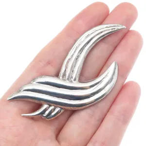 925 Sterling Silver Vintage Modernist Crisscross Oxidized Pin Brooch
