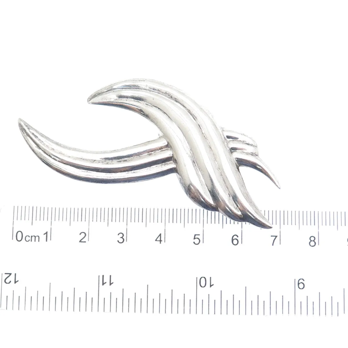 925 Sterling Silver Vintage Modernist Crisscross Oxidized Pin Brooch