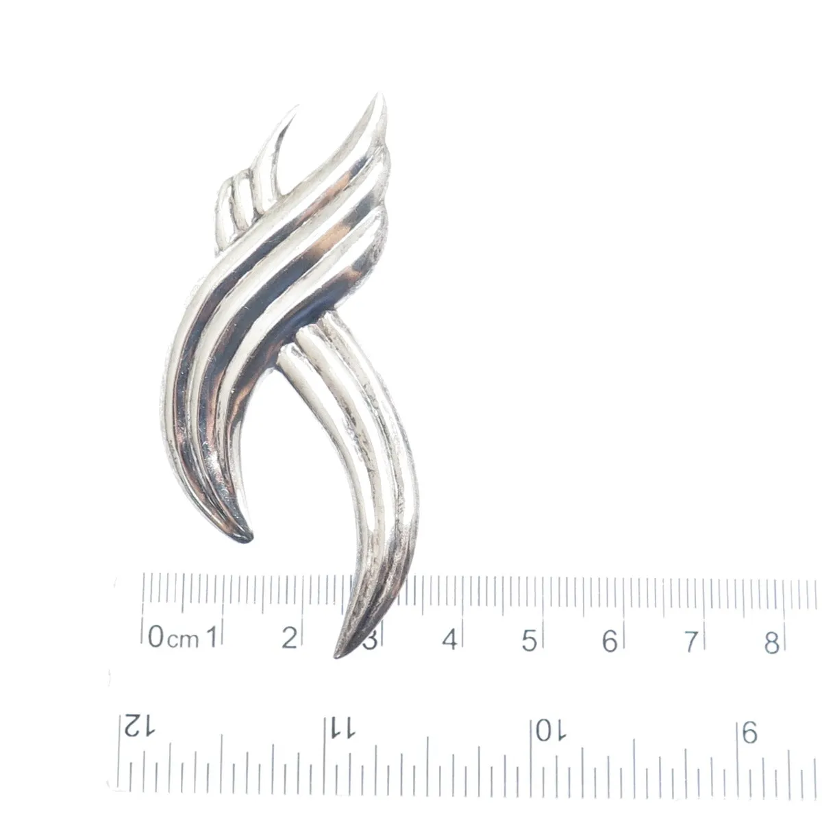 925 Sterling Silver Vintage Modernist Crisscross Oxidized Pin Brooch