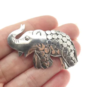925 Sterling Silver Vintage Modernist Elephant Pin Brooch