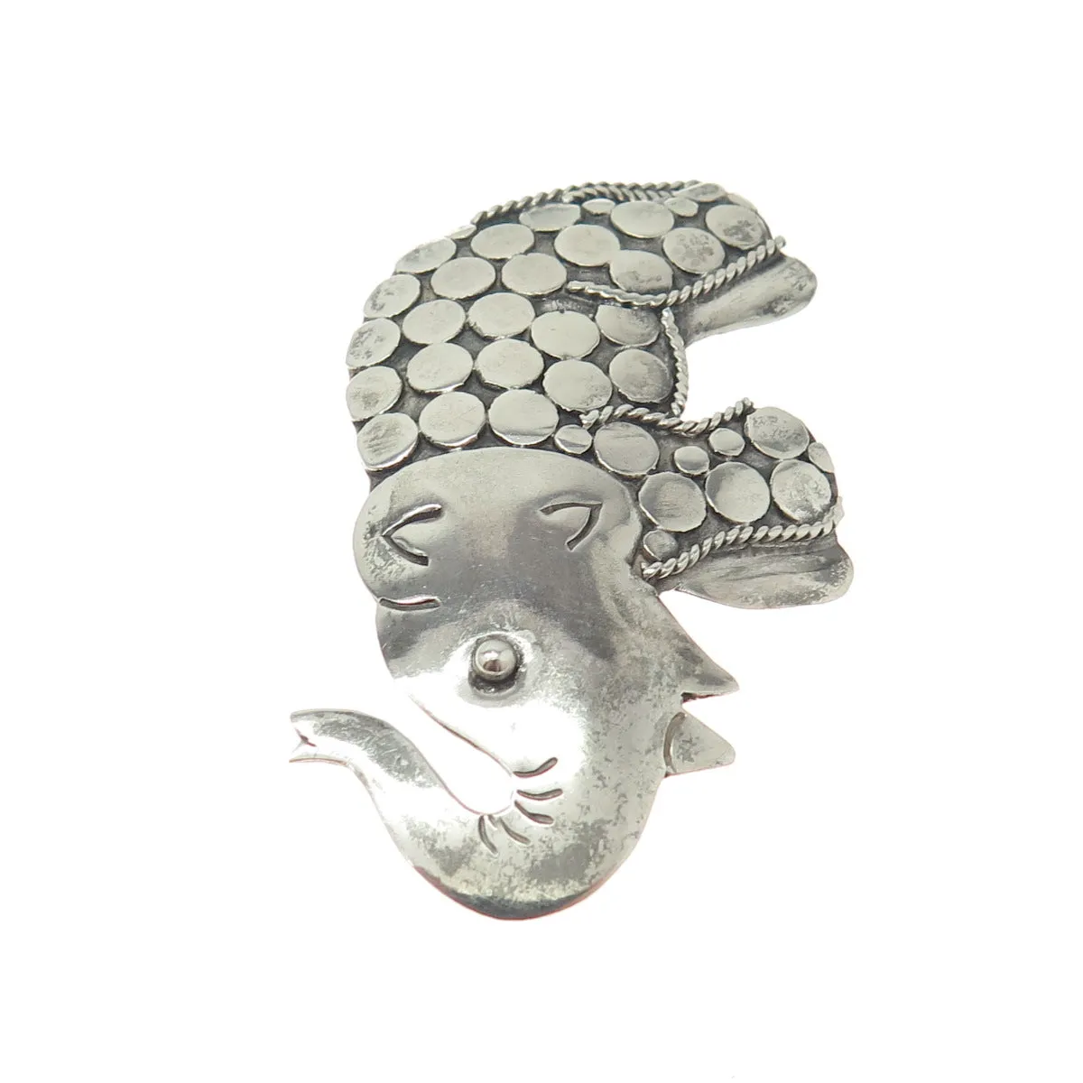925 Sterling Silver Vintage Modernist Elephant Pin Brooch
