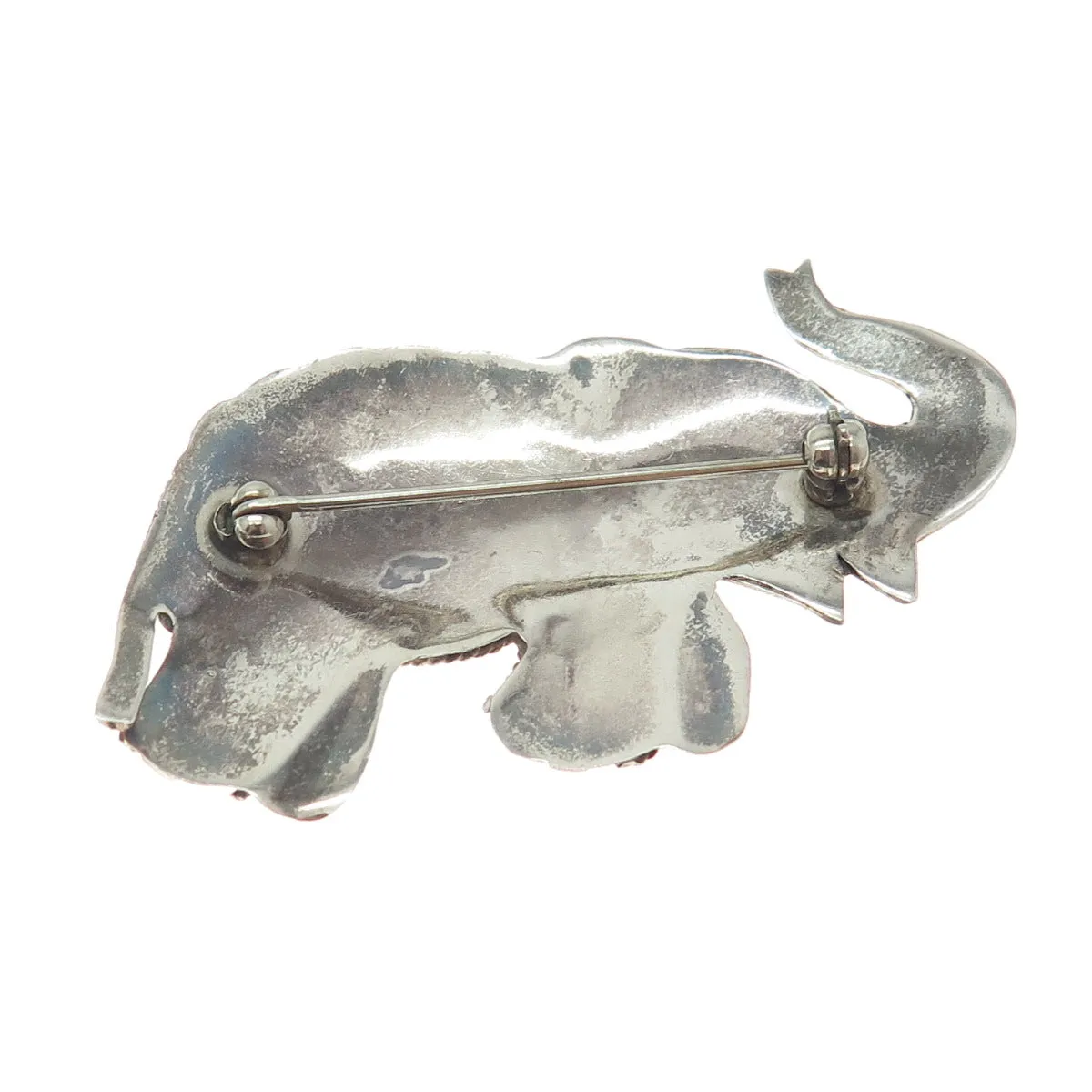 925 Sterling Silver Vintage Modernist Elephant Pin Brooch