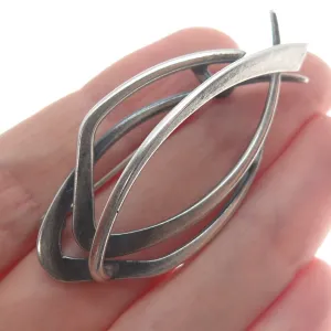 925 Sterling Silver Vintage Modernist Fish Oxidized Pin Brooch