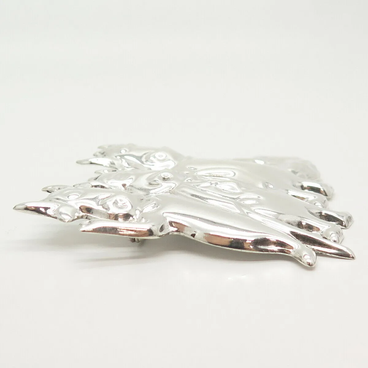 925 Sterling Silver Vintage Triple Cow Design Pin Brooch