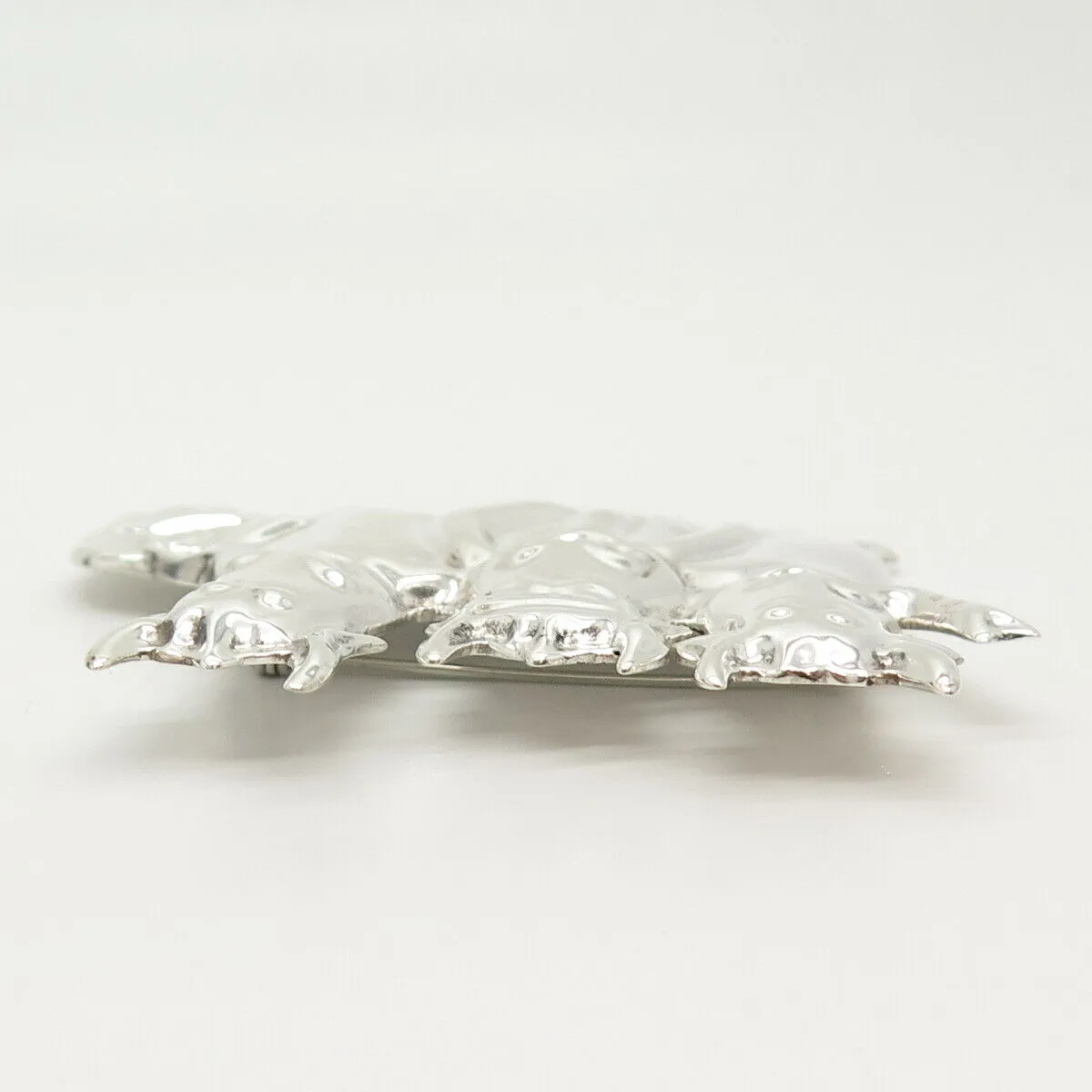925 Sterling Silver Vintage Triple Cow Design Pin Brooch