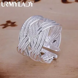 Adjustable 925 Silver Open Ring for Women