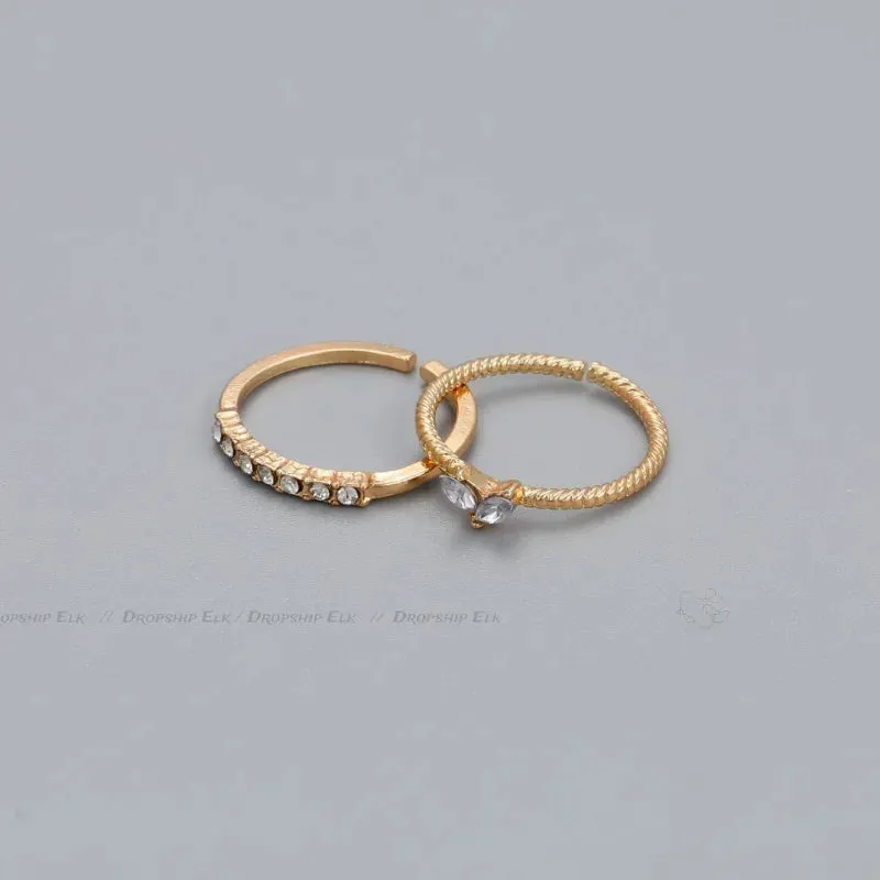Adjustable Zircon Heart Rings for Women