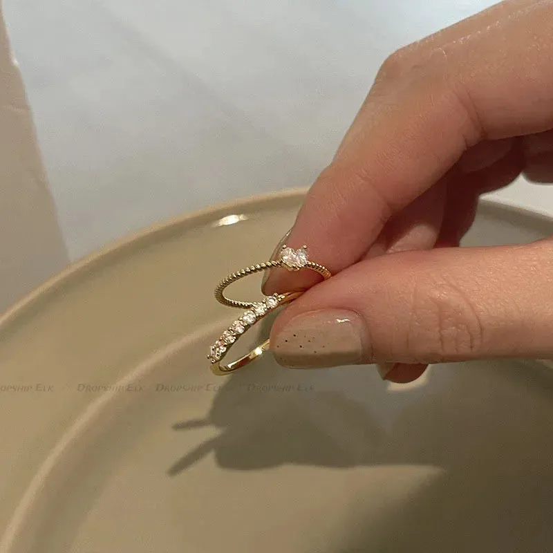 Adjustable Zircon Heart Rings for Women