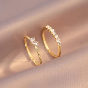 Adjustable Zircon Heart Rings for Women