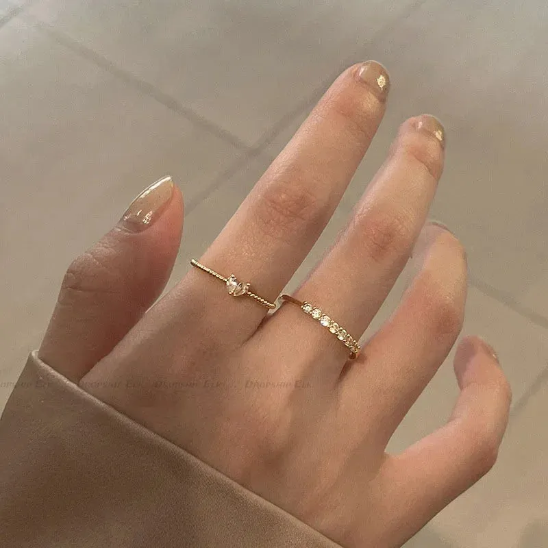Adjustable Zircon Heart Rings for Women