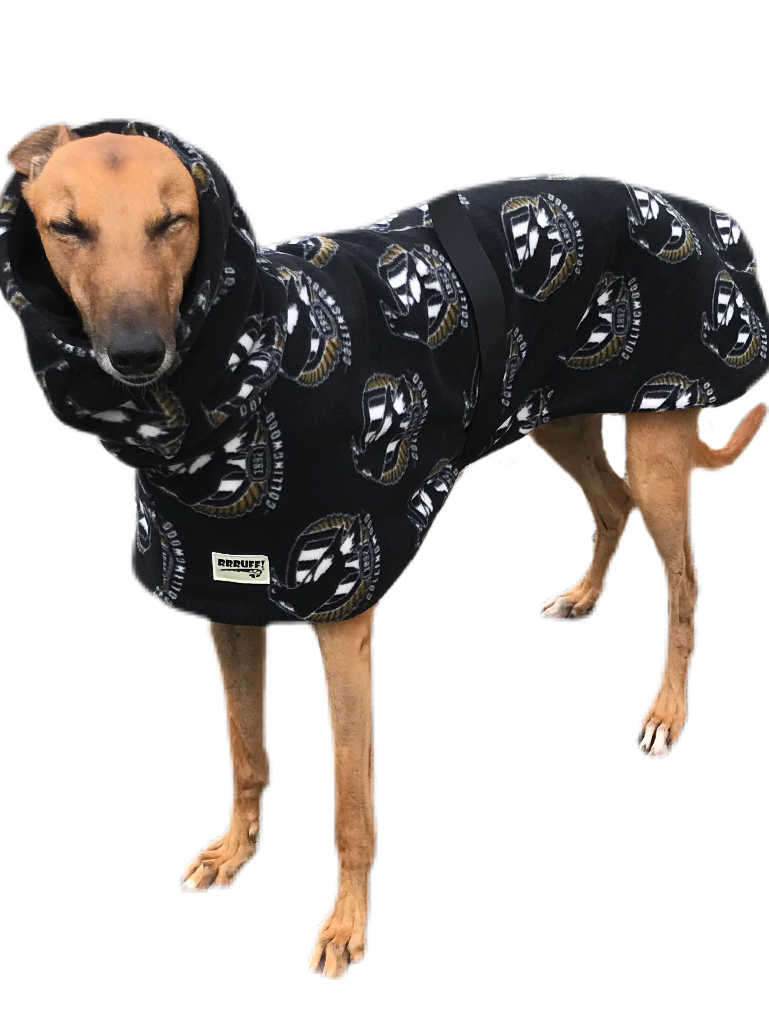 AFL Collingwood inspired greyhound coat deluxe style double polar fleece washable