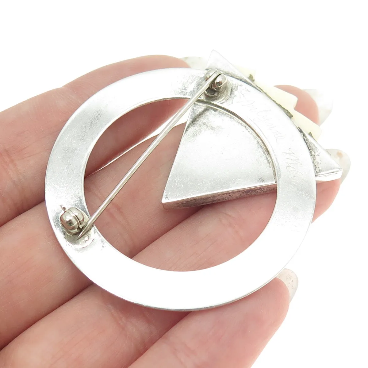 ALLYNNE MILLER 925 Sterling Silver Vintage Modernist Pin Brooch