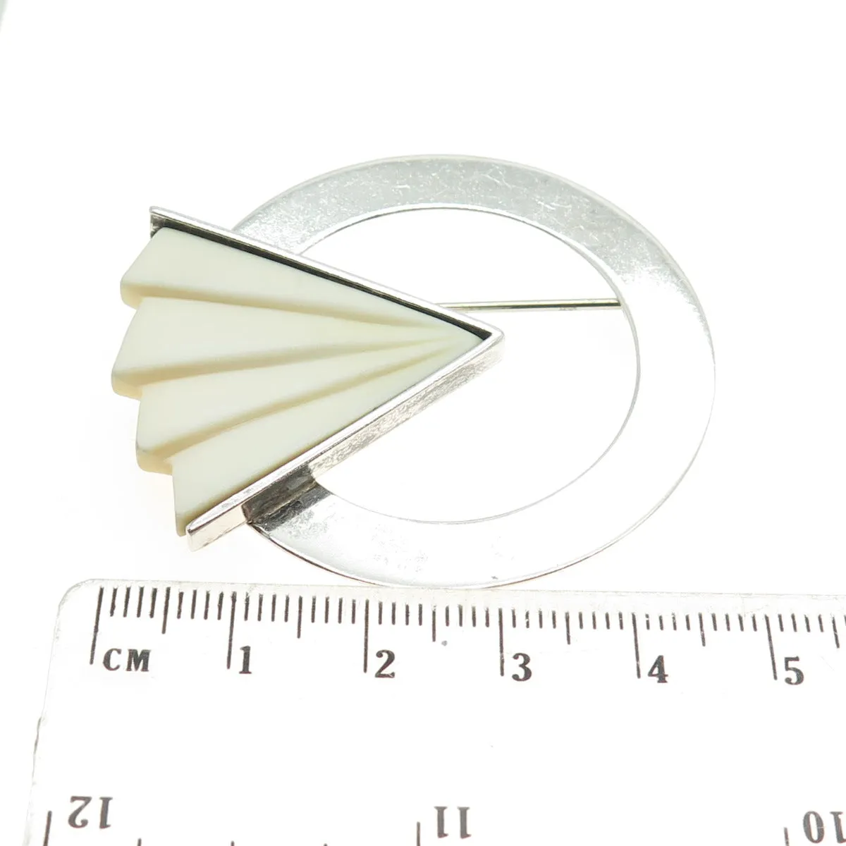 ALLYNNE MILLER 925 Sterling Silver Vintage Modernist Pin Brooch