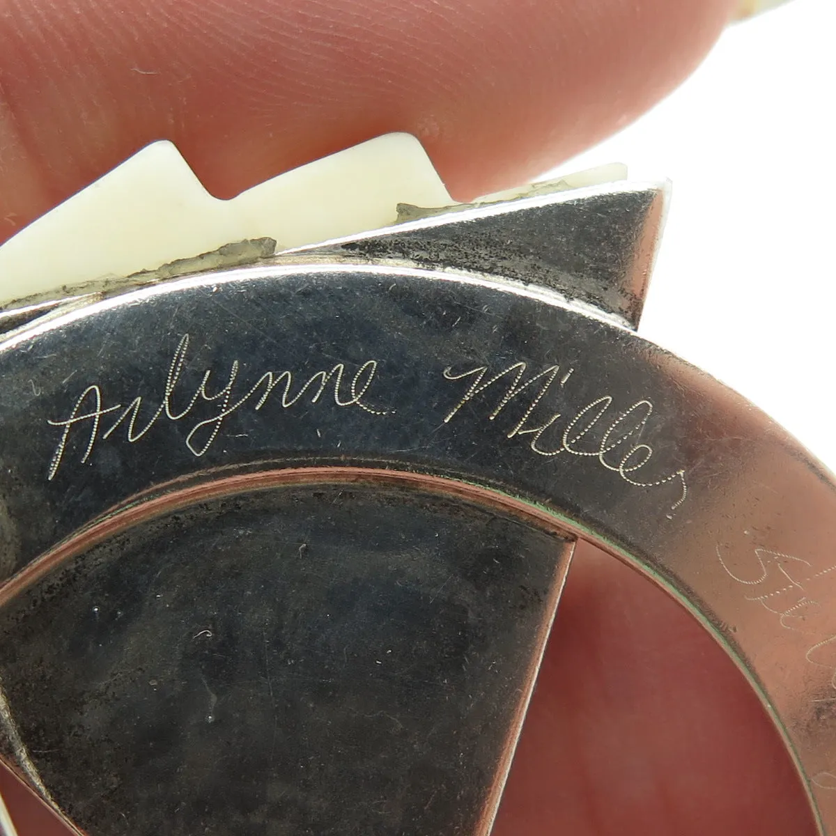 ALLYNNE MILLER 925 Sterling Silver Vintage Modernist Pin Brooch