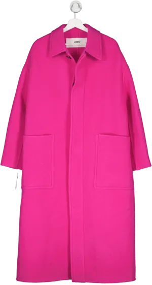 Ami Alexandre Mattiussi Pink Oversize Wool Single Breasted Coat UK XS/S