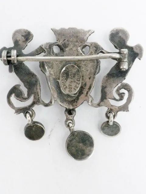 Antique Peruzzi 800 Silver Putti Cherub Brooch Italy