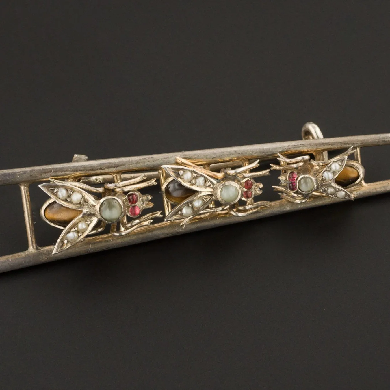 Antique Silver Fly Brooch | Victorian Bug Brooch