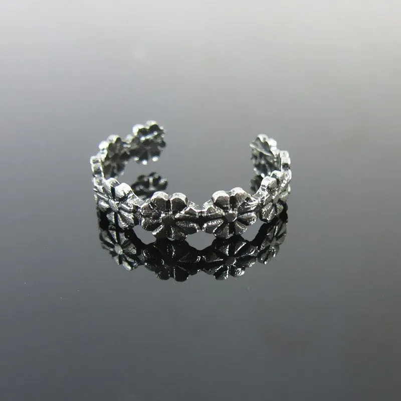 Antique Silver Plated Flower Garden Toe Ring