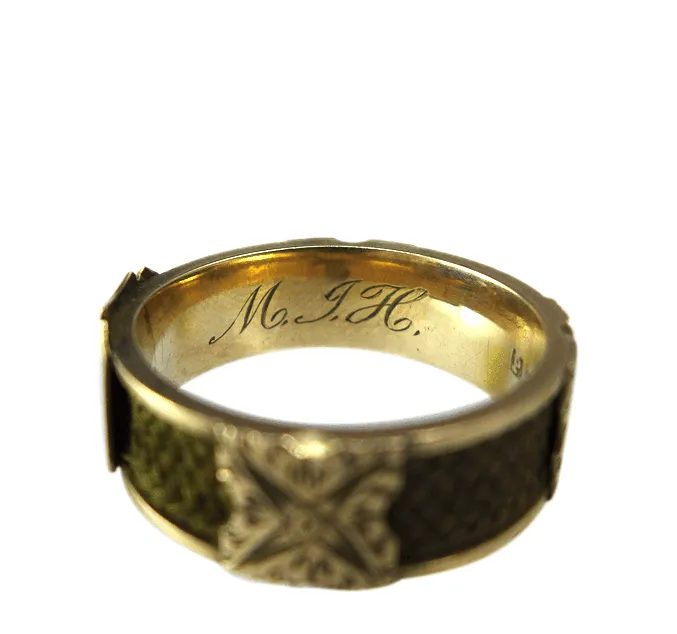 Antique Victorian Braided Hair Mourning Ring in 9ct