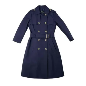 Antonio Melani Women's Double Breasted Belted Long Sleeve Navy Maxi Trench XS