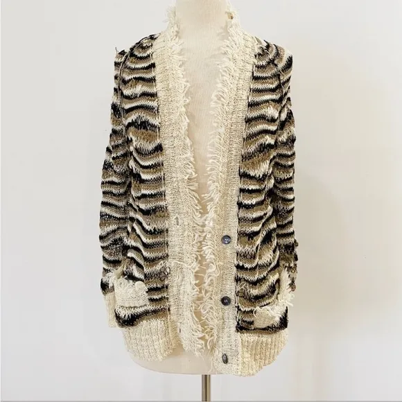 Apiece Apart loose knit distressed cardigan sweater