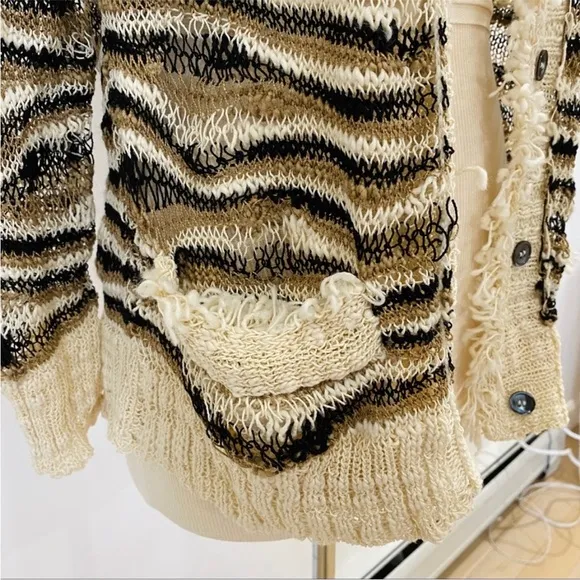 Apiece Apart loose knit distressed cardigan sweater