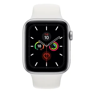 Apple Watch Series 5 44mm Silver Aluminum Case (GPS   Cellular) w/ White Sport Band - Excellent - Refurbished (AU Version)